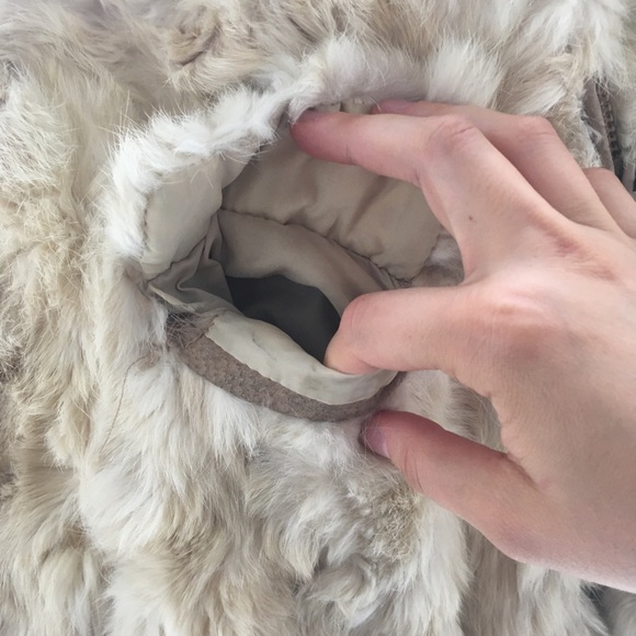 Vintage cream rabbit fur jacket with pockets - Picture 4 of 8